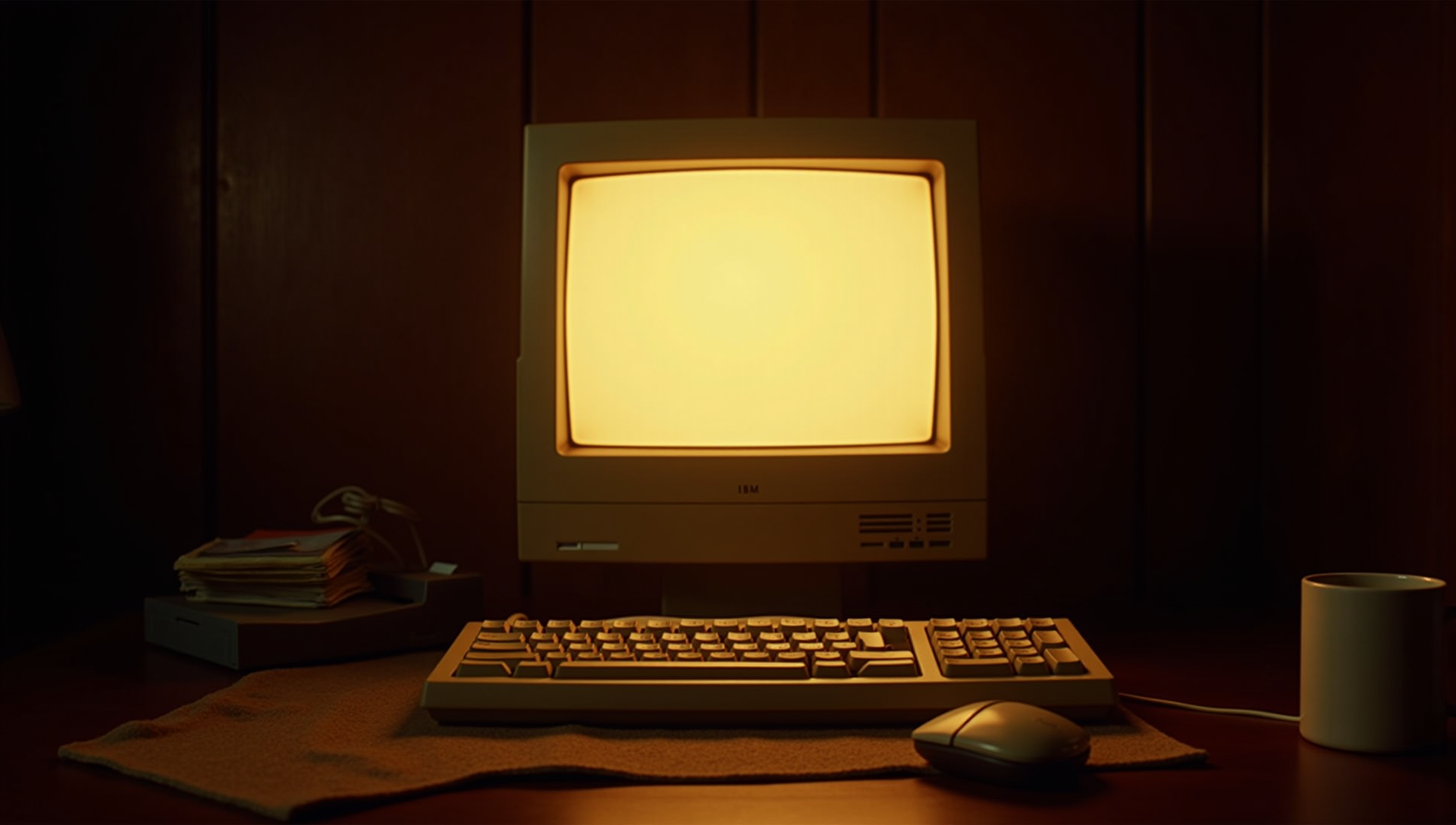 Vintage CRT monitor on a desk